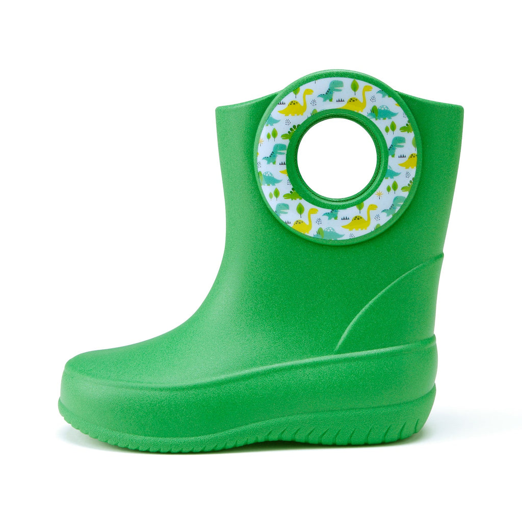 Toddler Kendall Rain Boots, Green Dinosaurs - 5 - Okabashi