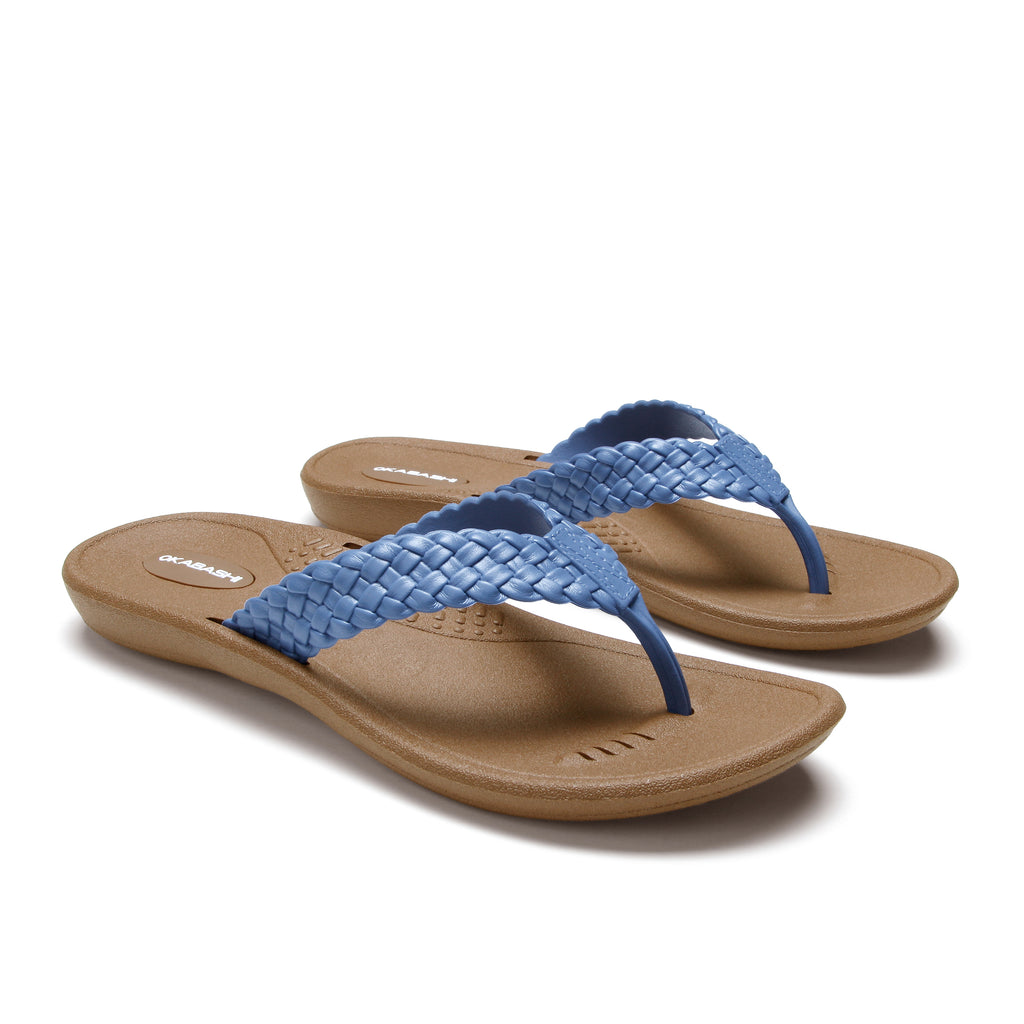Baha Women's Flip Flops - Toffee/Elemental Blue - Okabashi