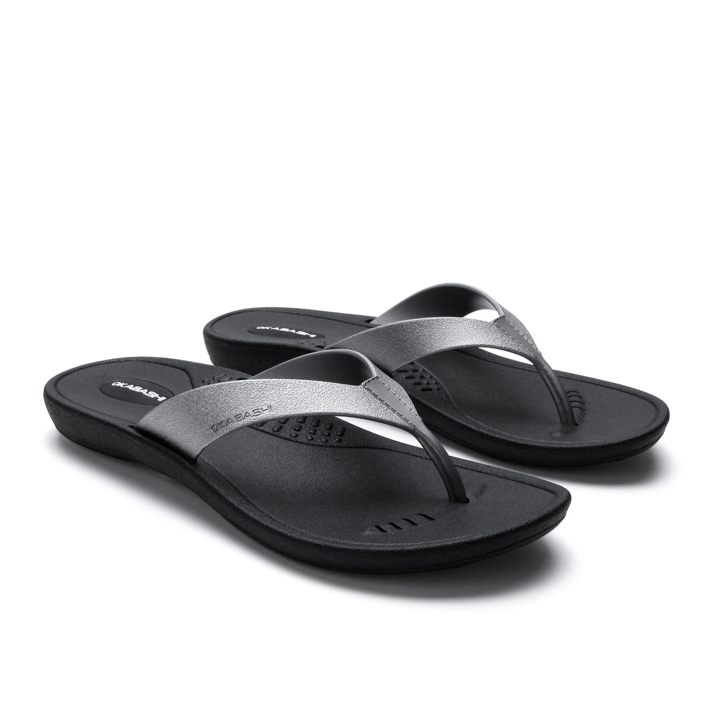Breeze Women's Flip Flops - Black/Turquoise - Okabashi