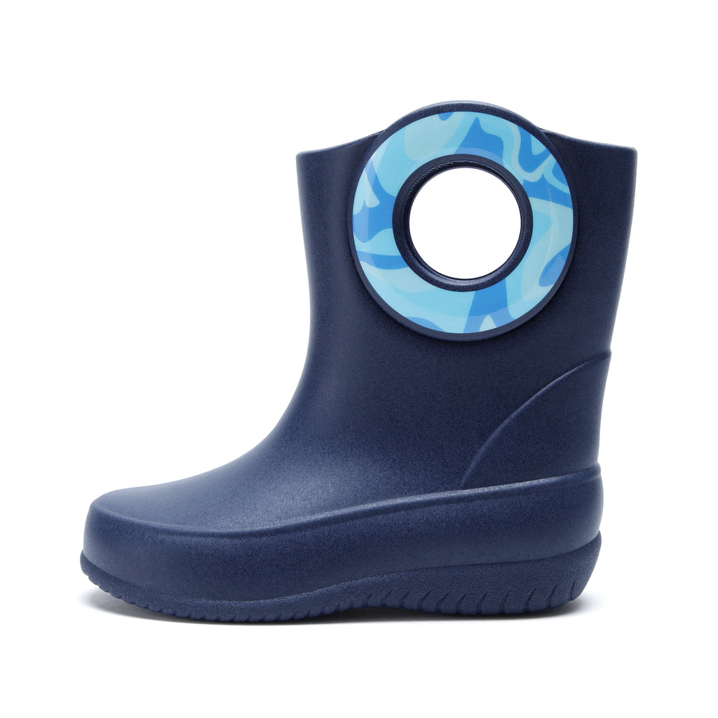 Toddler Kendall Rain Boots, Navy Swirl - 5 - Okabashi