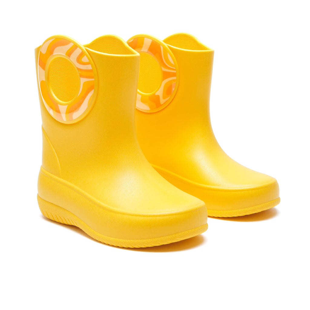 Toddler Kendall Rain Boots, Yellow Swirl - 5 - Okabashi