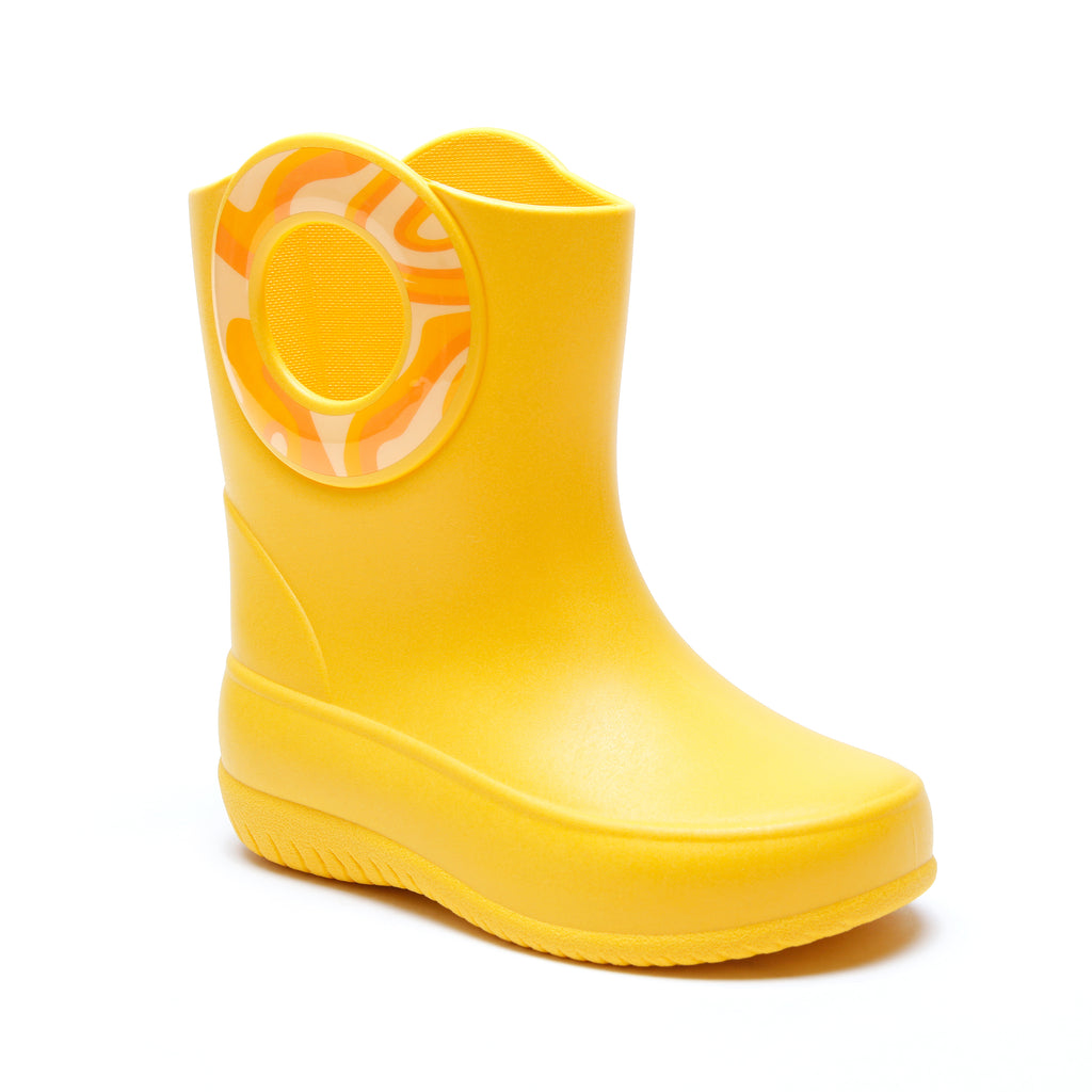 Toddler Kendall Rain Boots, Yellow Swirl - 5 - Okabashi