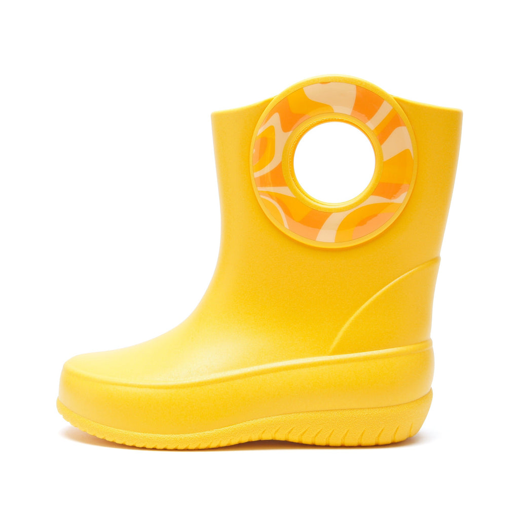 Toddler Kendall Rain Boots, Yellow Swirl - 5 - Okabashi