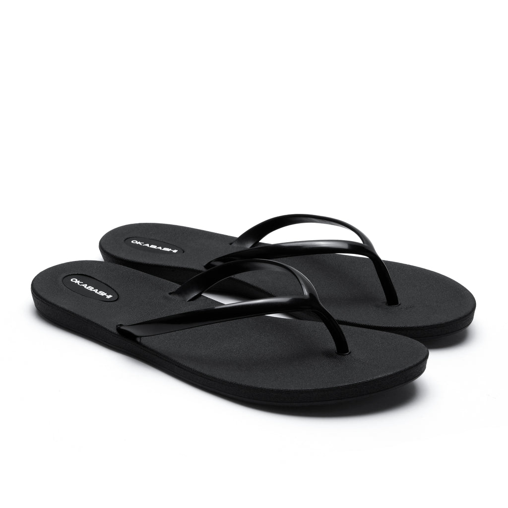 Shoreline Slim Women's Flip Flops - Black - Okabashi