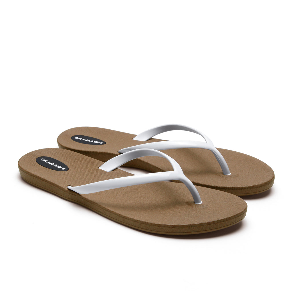 Shoreline Slim Women's Flip Flops - Toffee/White - Okabashi