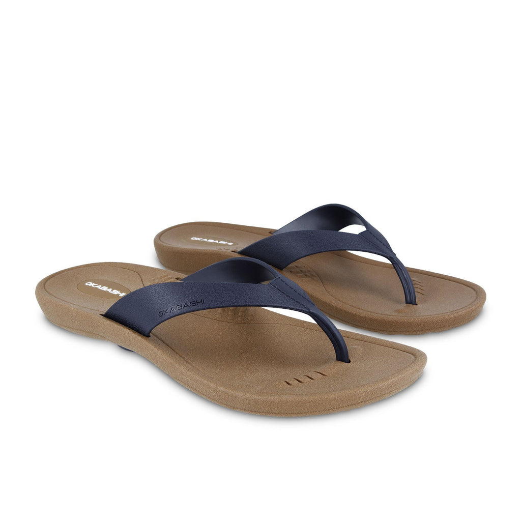 Breeze Women's Essential Flip Flop with Wide Straps - Navy Blue