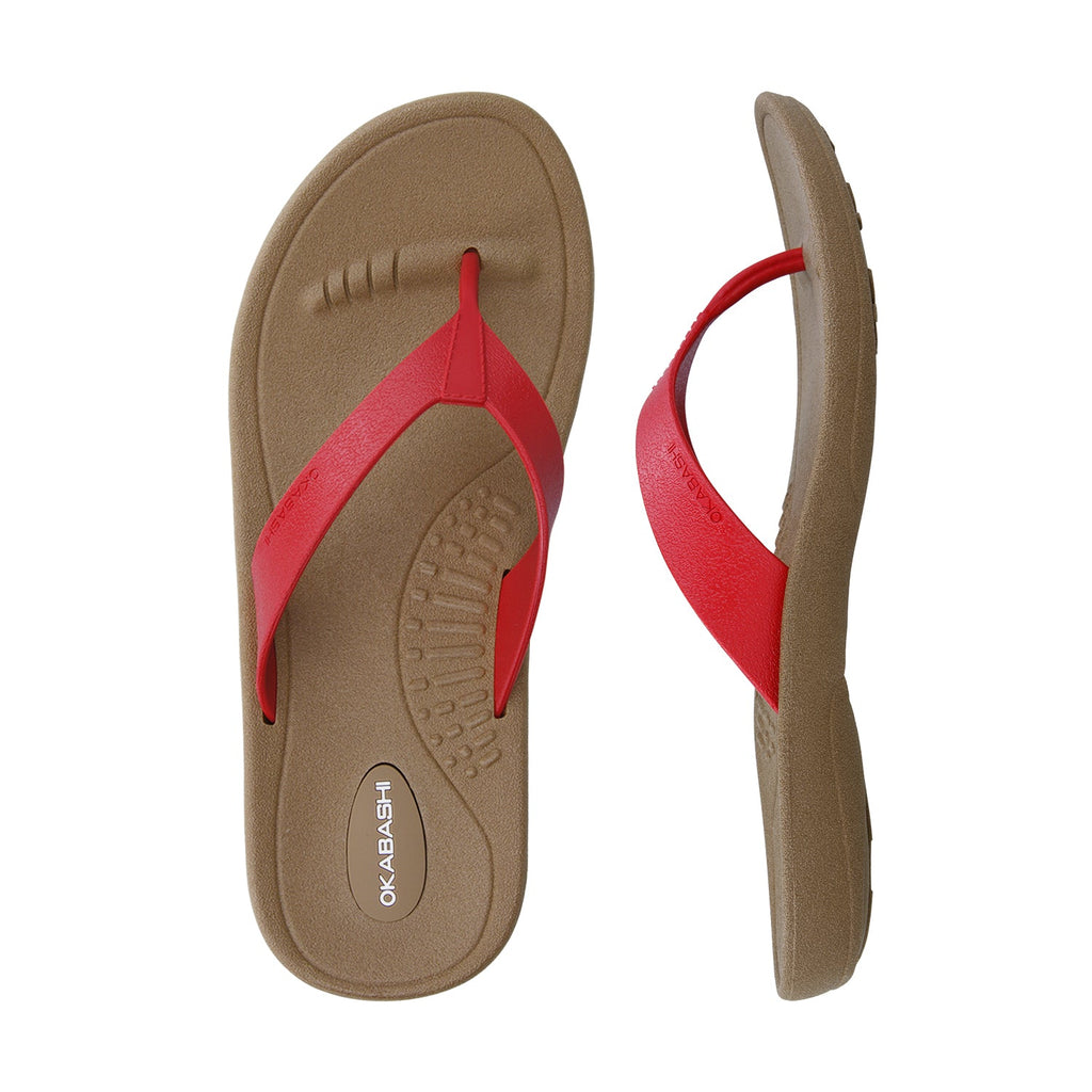Breeze Women's Flip Flops - Toffee/Pomegranate - Okabashi