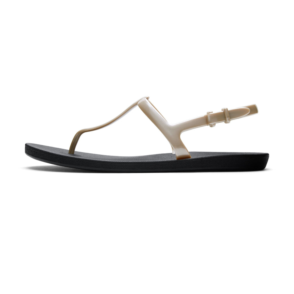 Journey Slim Women's T-Strap Sandals - Black/Aged Gold - Okabashi