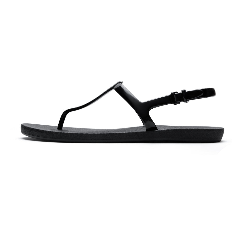 Journey Slim Women's T-Strap Sandals - Black/Black - Okabashi