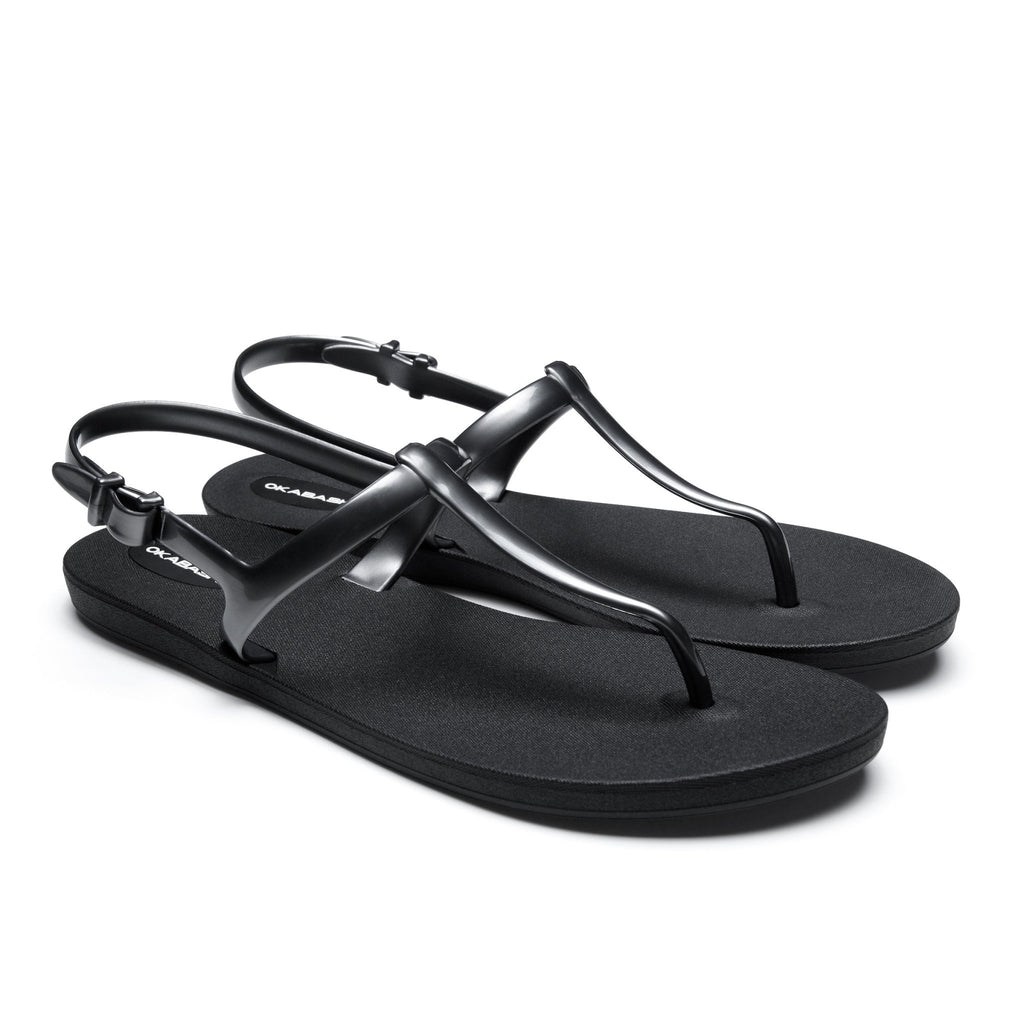 Journey Slim Women's T-Strap Sandals - Black/Twilight - Okabashi