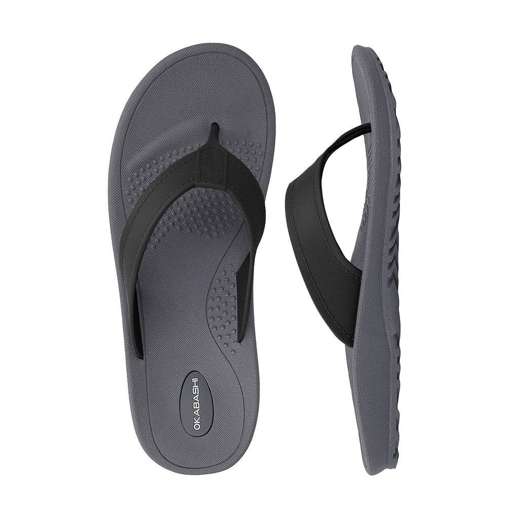 Mariner Men's Flip Flops - Slate/Black - Okabashi