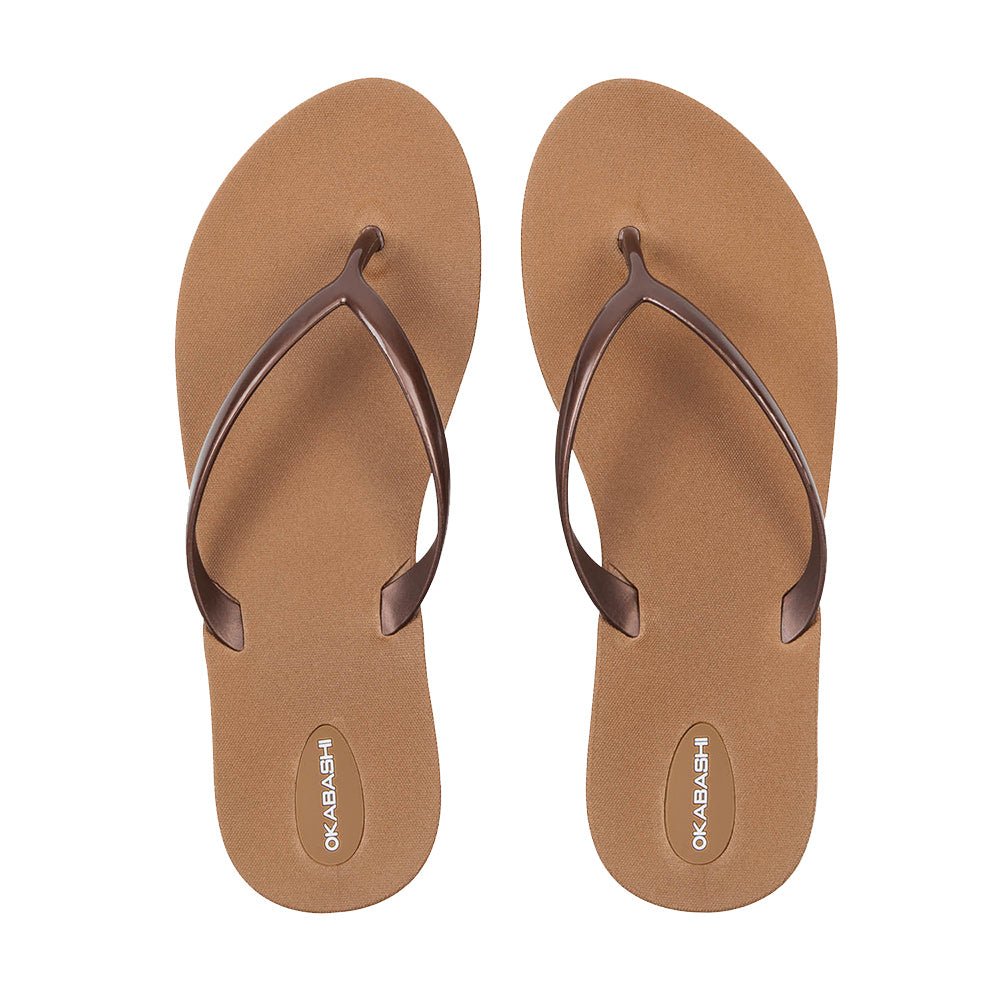 Shoreline Slim Flip Flops - Toffee/Copper - Okabashi