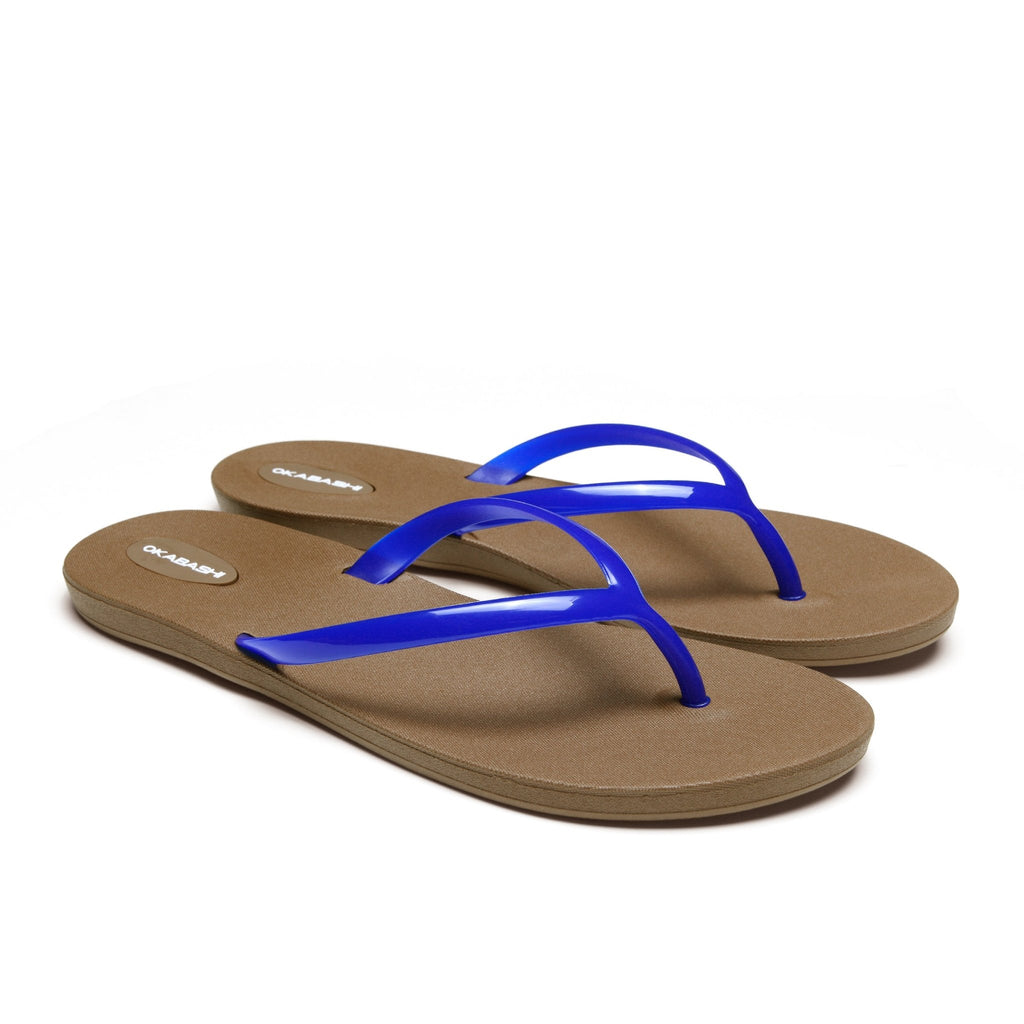 Shoreline Slim Women's Flip Flops - Toffee/Cobalt Blue - Okabashi