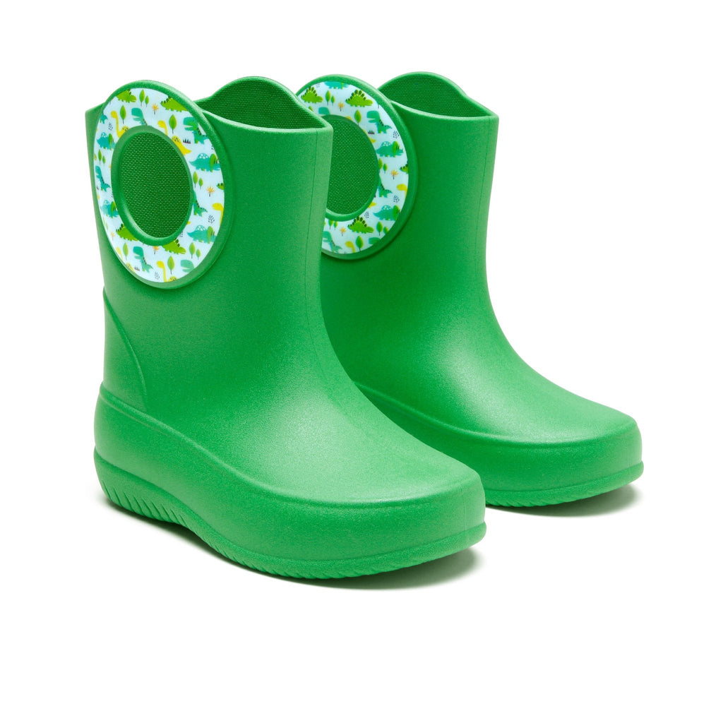 Toddler Kendall Rain Boots, Green Dinosaurs - 5 - Okabashi