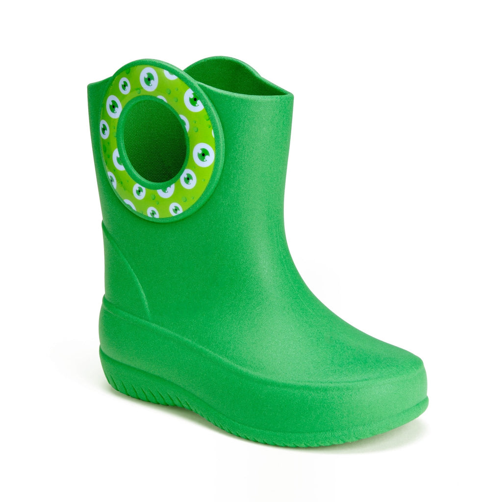 Toddler Kendall Rain Boots, Green Monster Eyes - 5 - Okabashi