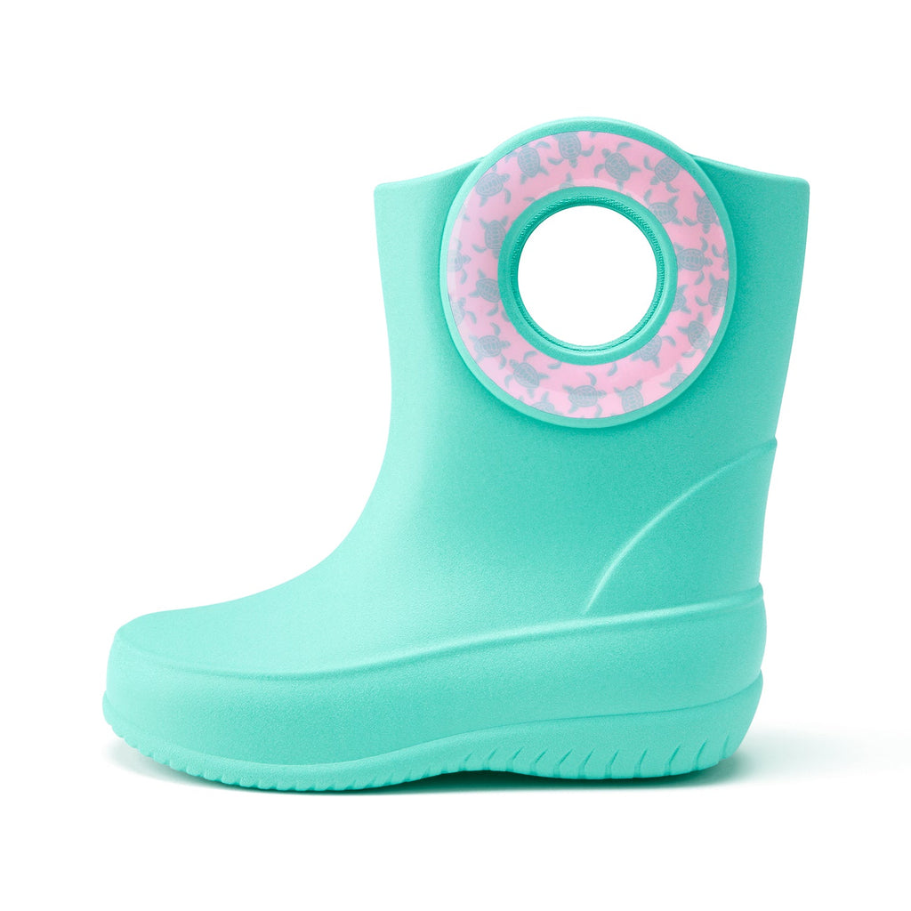 Toddler Kendall Rain Boots, Turquoise Sea Turtles - 5 - Okabashi
