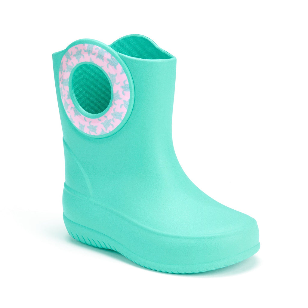 Toddler Kendall Rain Boots, Turquoise Sea Turtles - 5 - Okabashi