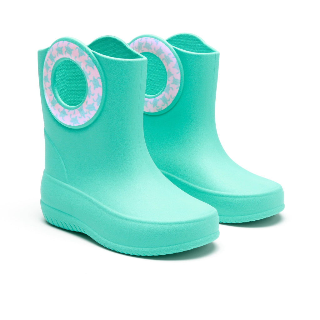 Toddler Kendall Rain Boots, Turquoise Sea Turtles - 5 - Okabashi