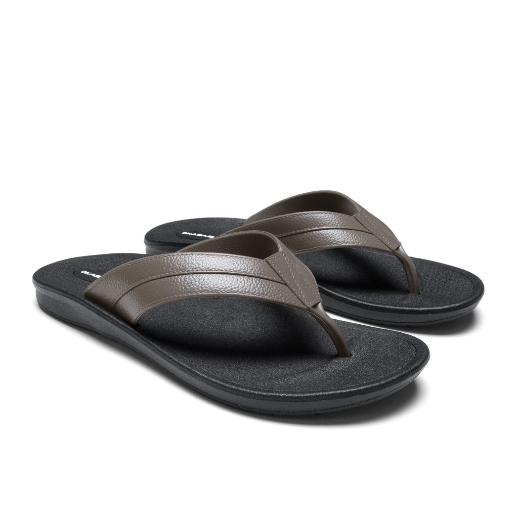 Voyager Men's Flip Flops - Black/Fawn - Okabashi